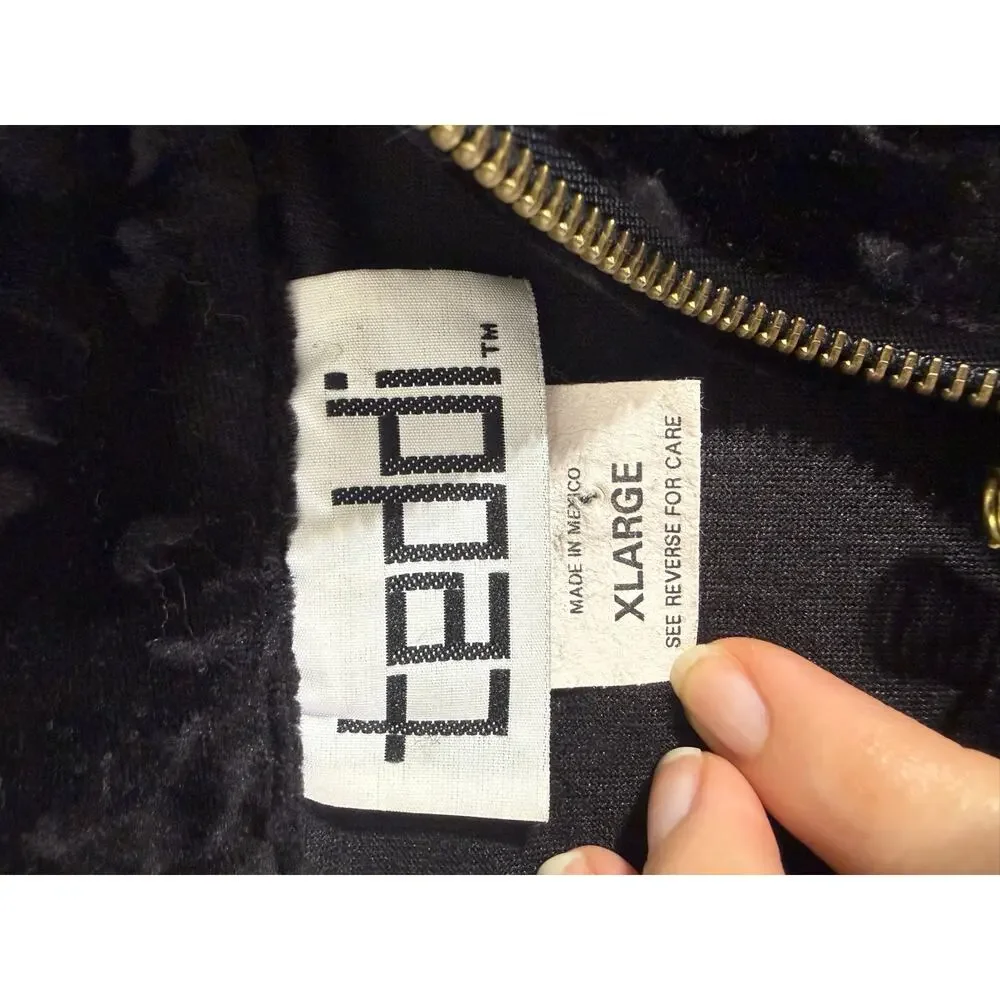 Vintage Teddi‎ XL Velvet Patterned Light Zip-up Jacket Dark Romantic Vamp Gothic